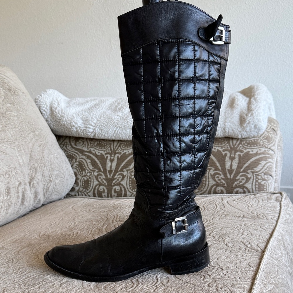 Baldinini Trend Black Quilted Over the Knee Leather Boots